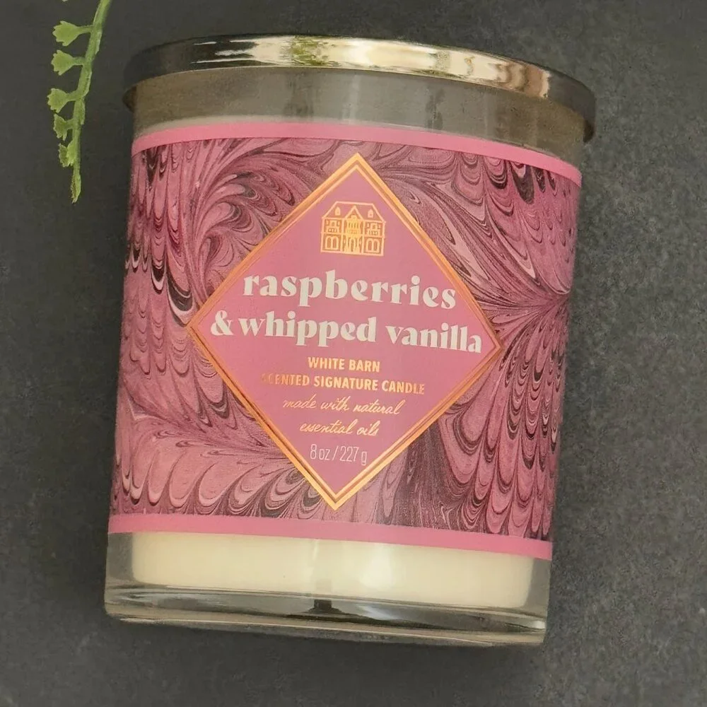 BBW Raspberries & Whipped Vanilla White Barn Bath & Body Works Single Wick Candl - Picture 5 of 10